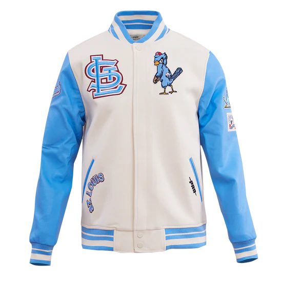 Louis Cardinals White Wool & Blue Leather Sleeves Varsity Men's Jacket