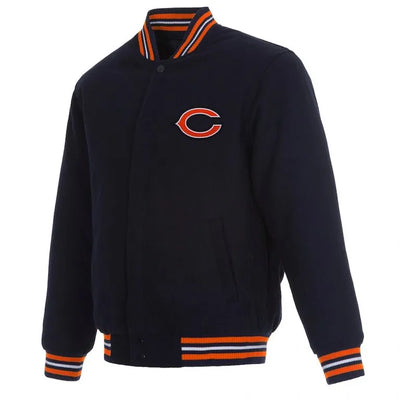 Chicago Bears Navy Blue All Wool Men's Varsity Jacket