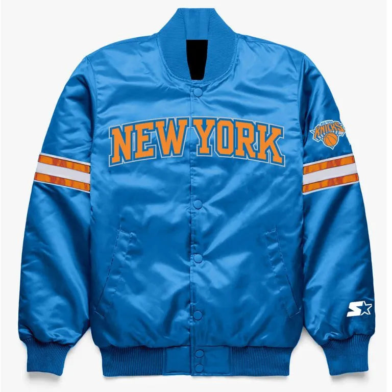 New York Mets Pick & Roll Blue Satin Full-Snap Men's Jacket