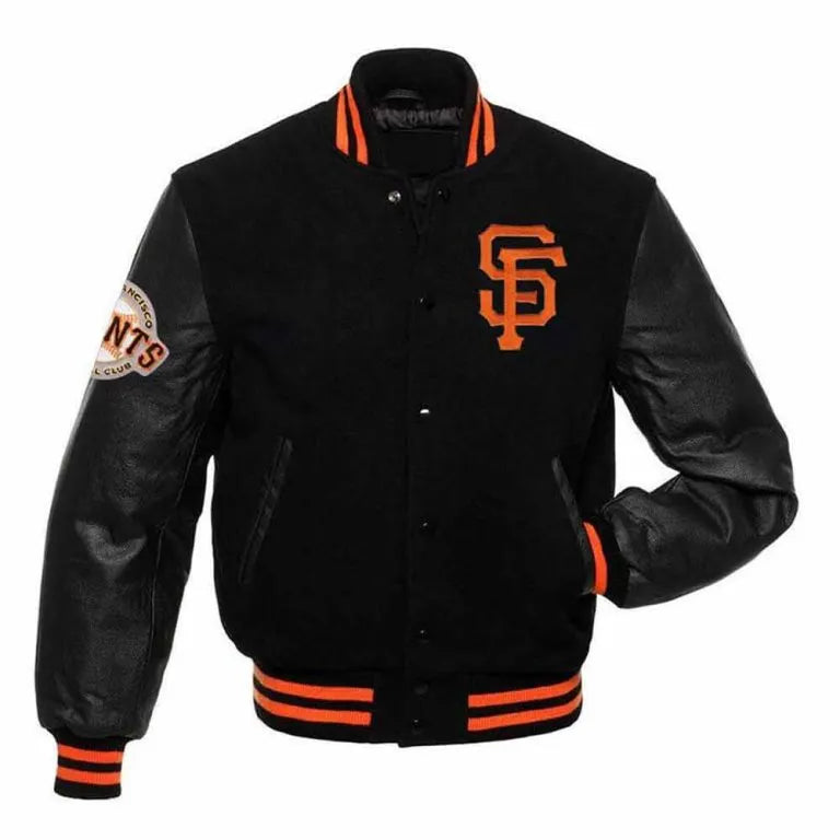 San Francisco Giants Black Wool & Leather Sleeves Varsity Men's Jacket
