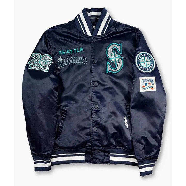 1997 Seattle Mariners Longball Full-Snap Navy Blue Satin Men's Jacket