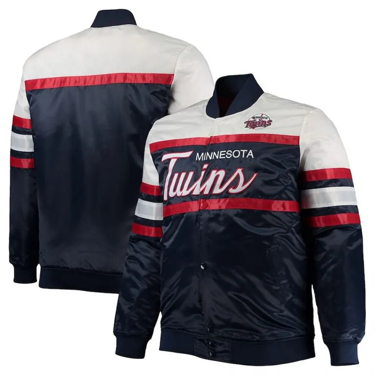 Minnesota Twins Coaches Full-Snap Navy Blue and Red Satin Men's  Jacket