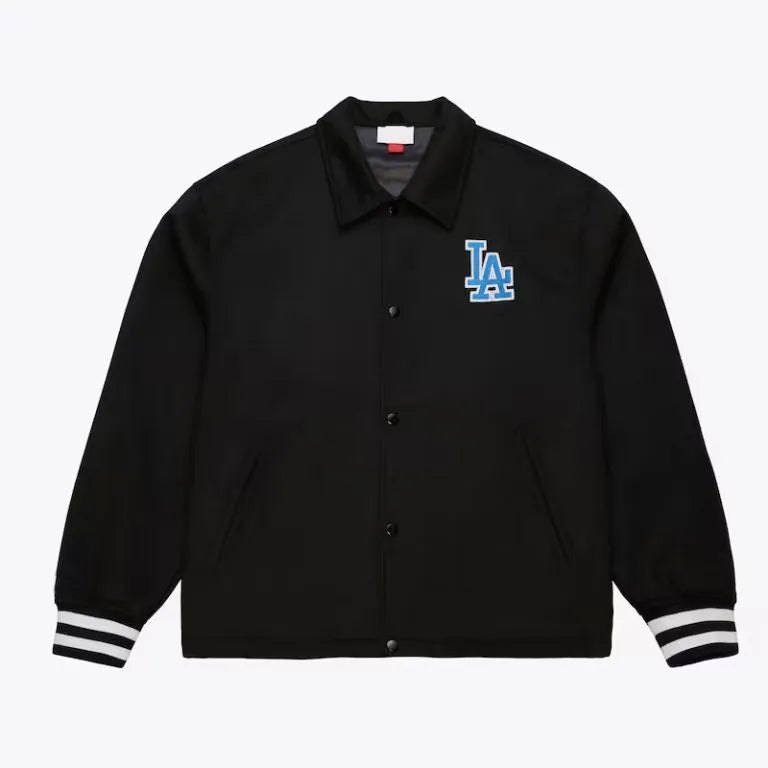 Los Angeles Dodgers Oversweep Varsity Full-Snap Black Wool Men's Jacket
