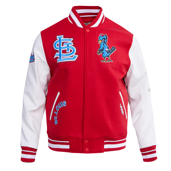 Louis Cardinals Red Wool & White Leather Sleeves Varsity Men's Jacket