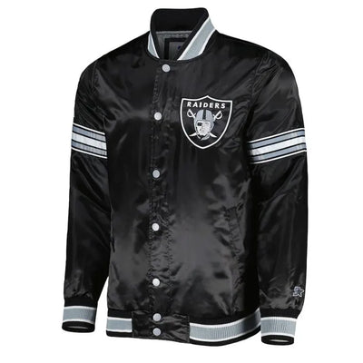 Los Angeles Raiders Midfield Full-Snap Varsity Black Satin Men's Bomber Jacket