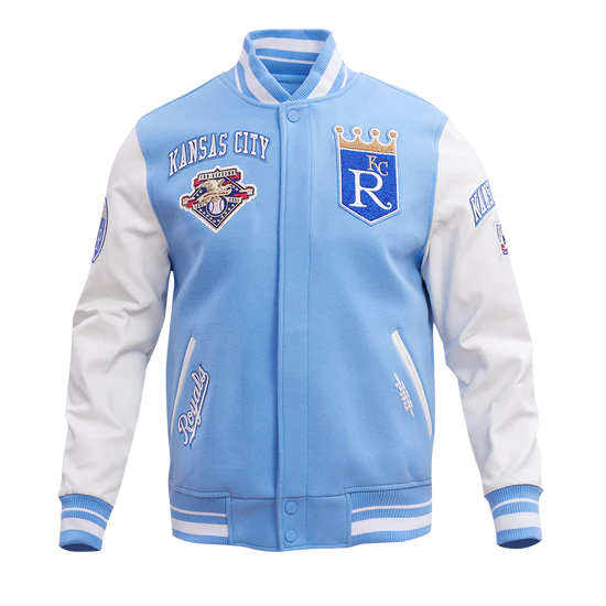 Kansas City Royals Varsity Light Blue Wool & White Leather Sleeves Men's Jacket