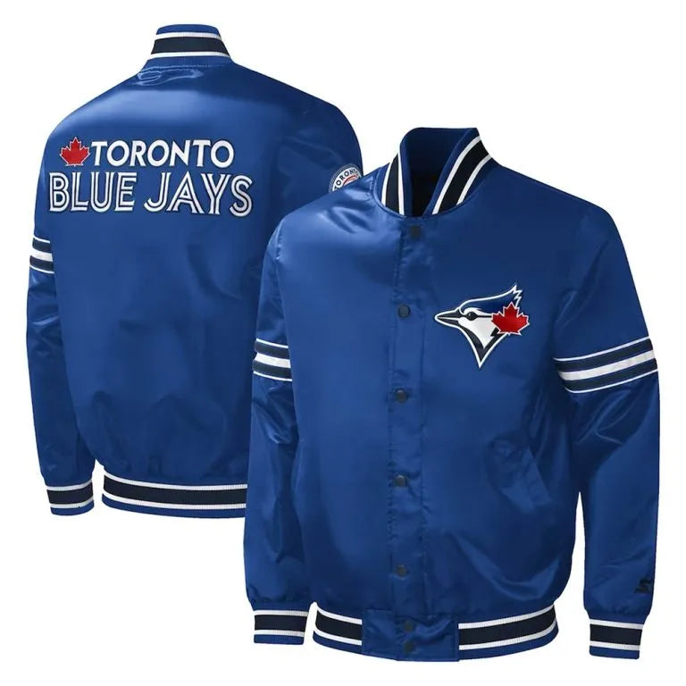 Toronto Blue Jays Midfield Varsity Full-Snap Royal Blue Satin Men's Jacket