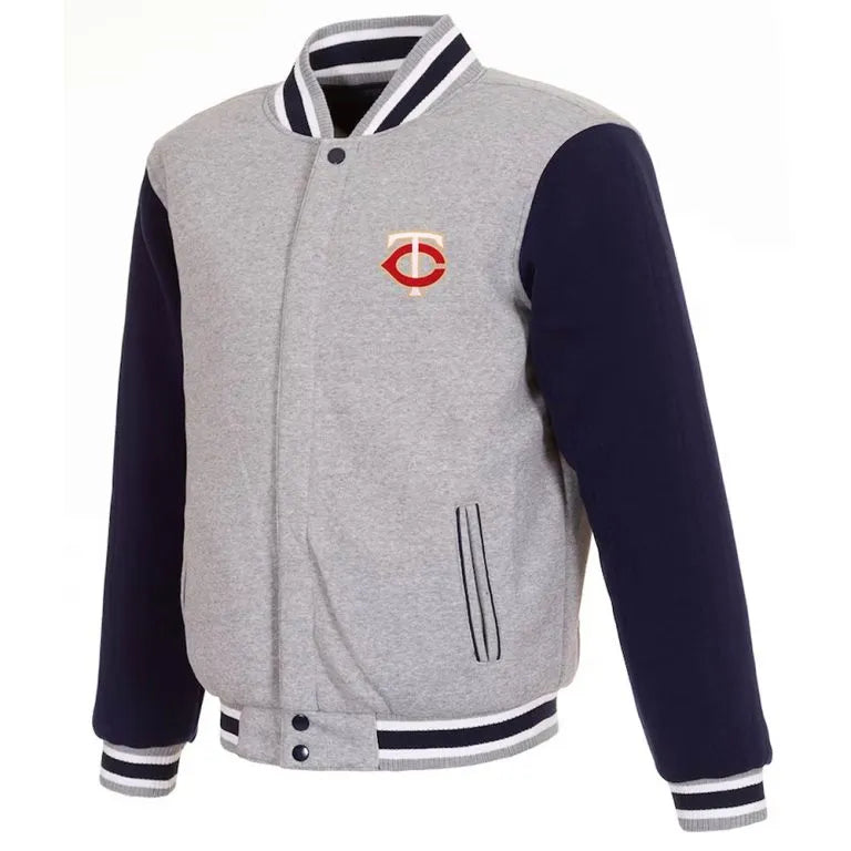 Minnesota Twins Gray & Navy Blue Wool Varsity Men's Jacket