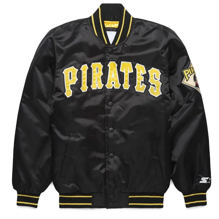 Pittsburgh Pirates Classic Black Satin Full-Snap Men's Jacket