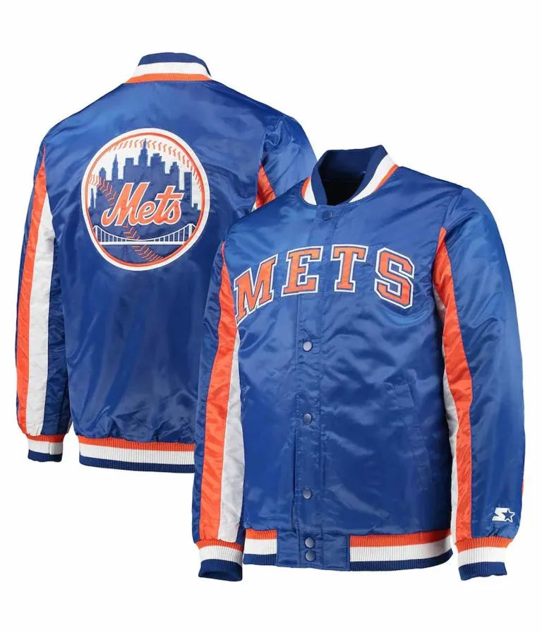 New York Mets The Ace Full-Snap Royal Blue Varsity Satin Men's Jacket