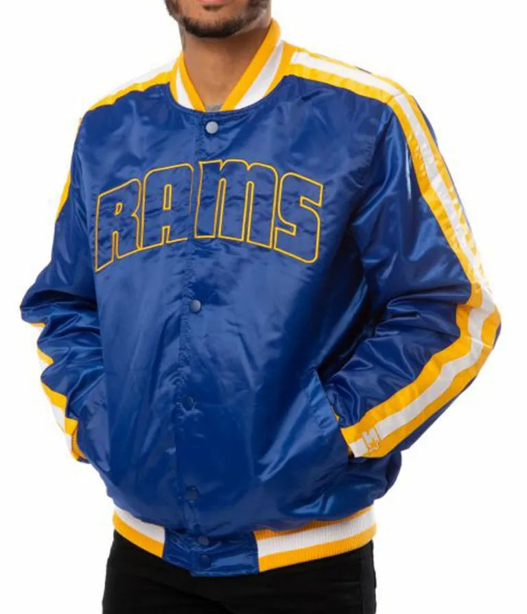Los Angeles Chargers Full-Snap Varsity Blue Satin Men's Bomber Jacket