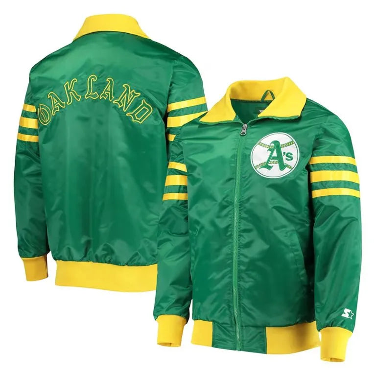 Oakland A’s Cooperstown Collection The Captain III Green Full-Zip Satin Men's Jacket
