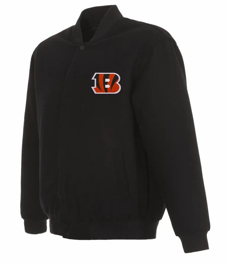 Cincinnati Bengals Black All Wool Men's Varsity Jacket