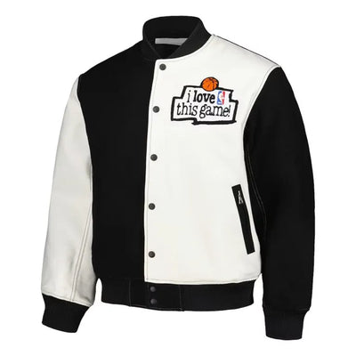 I Love This Game! Black and White Wool Men's Letterman Varsity Jacket