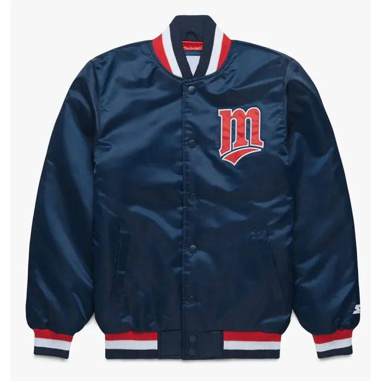 Minnesota Twins Classic Navy Blue Full Snap Satin Men's Jacket