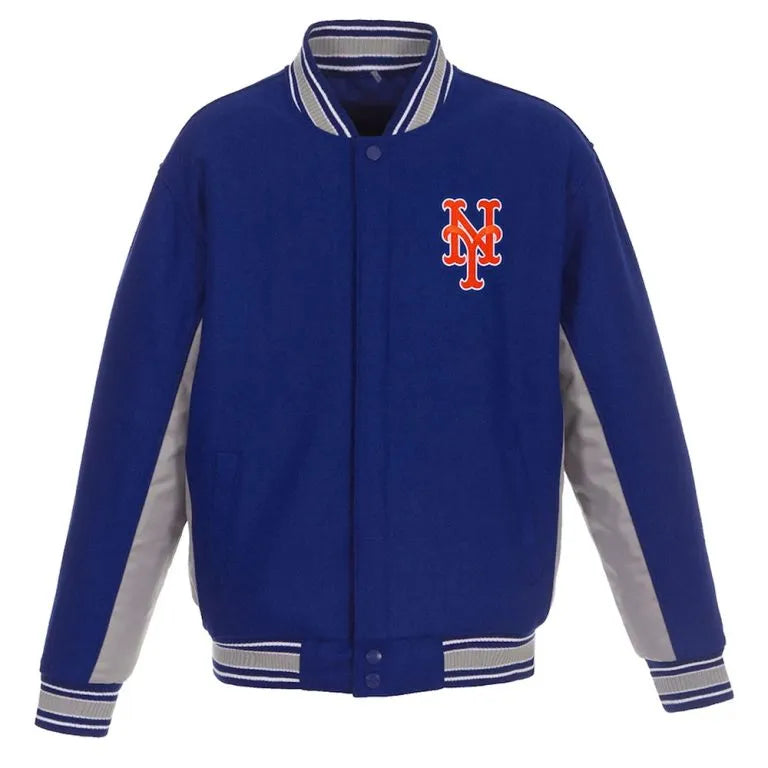 New York Mets Accent Royal/Gray Wool Varsity Full-Snap Men's Jacket
