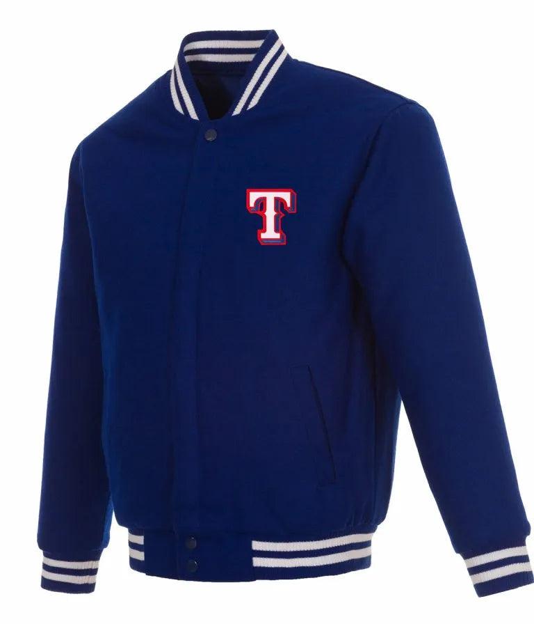 Texas Rangers Varsity Royal Blue Wool Bomber Men's Jacket