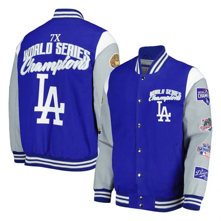 Los Angeles Dodgers Franchise Varsity Gray & Royal Blue Full-Snap Men's Jacket