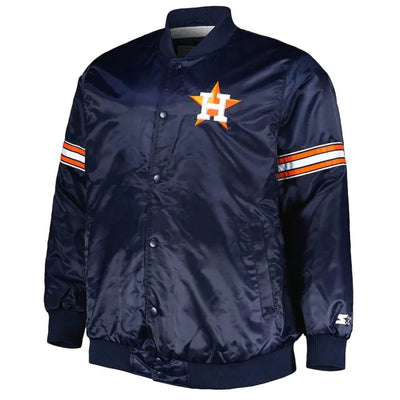 Houston Astros Pick & Roll Full-Snap Varsity Navy Blue Satin Men's Jacket