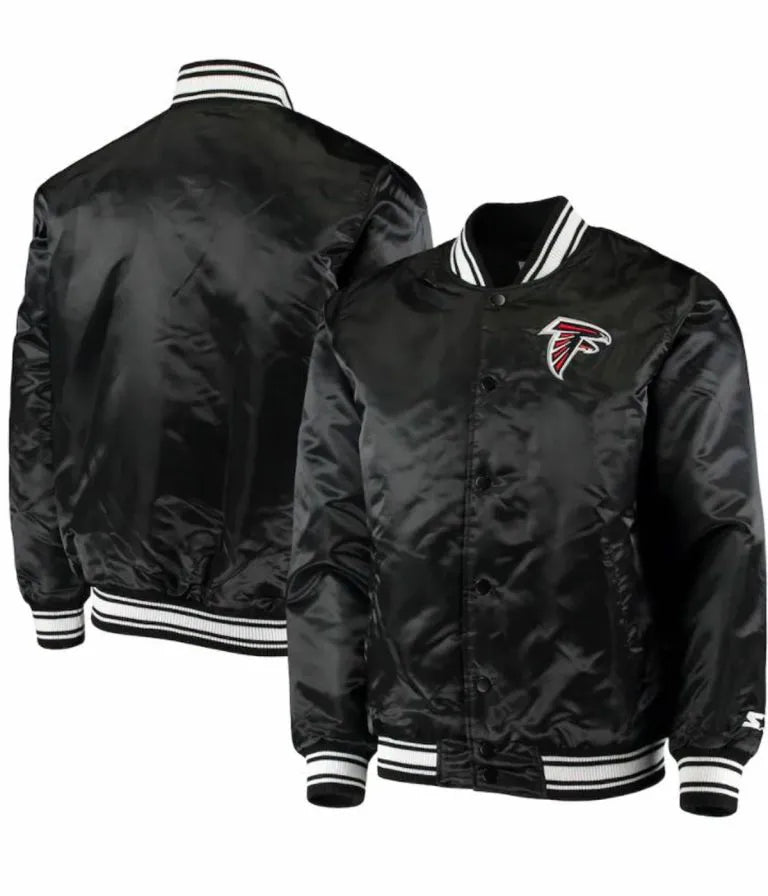 Atlanta Falcons Full-Snap Varsity Black Satin Men's Bomber Jacket