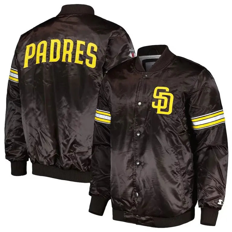 San Diego Padres Pick & Roll Full-Snap Brown Satin Men's Jacket