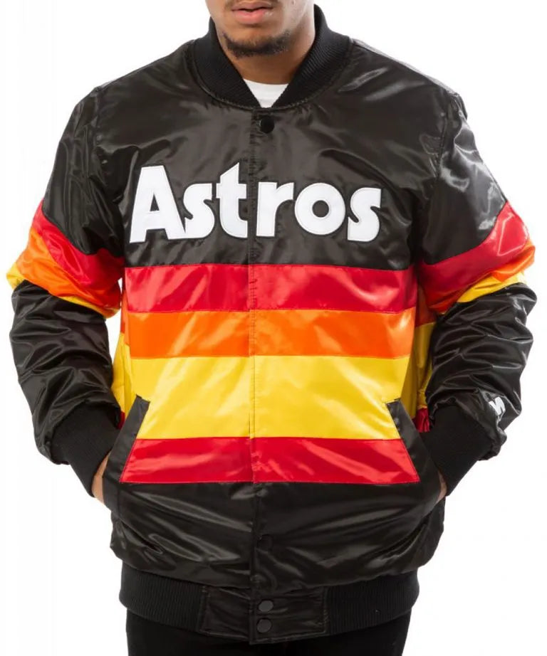 Astros Houston Bomber Black Satin Men's Jacket