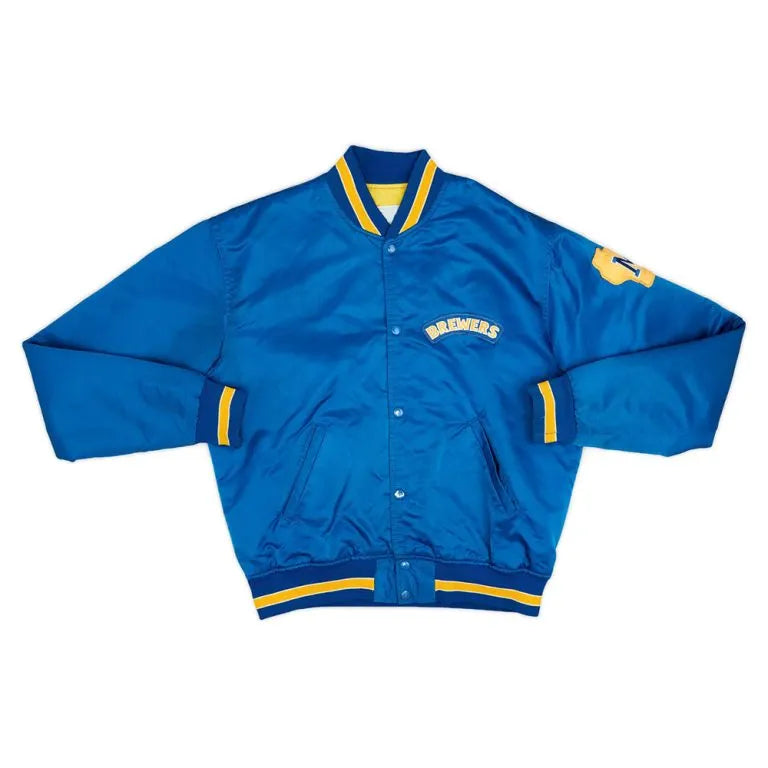 Milwaukee Brewers 1990-93 Full-Snap Varsity Royal Blue Satin Men's Jacket