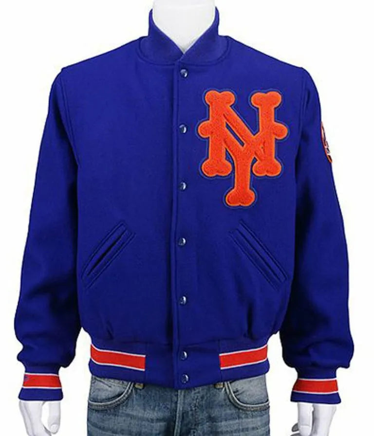 New York Mets Varsity Royal Blue All Wool Full-Snap Men's Jacket