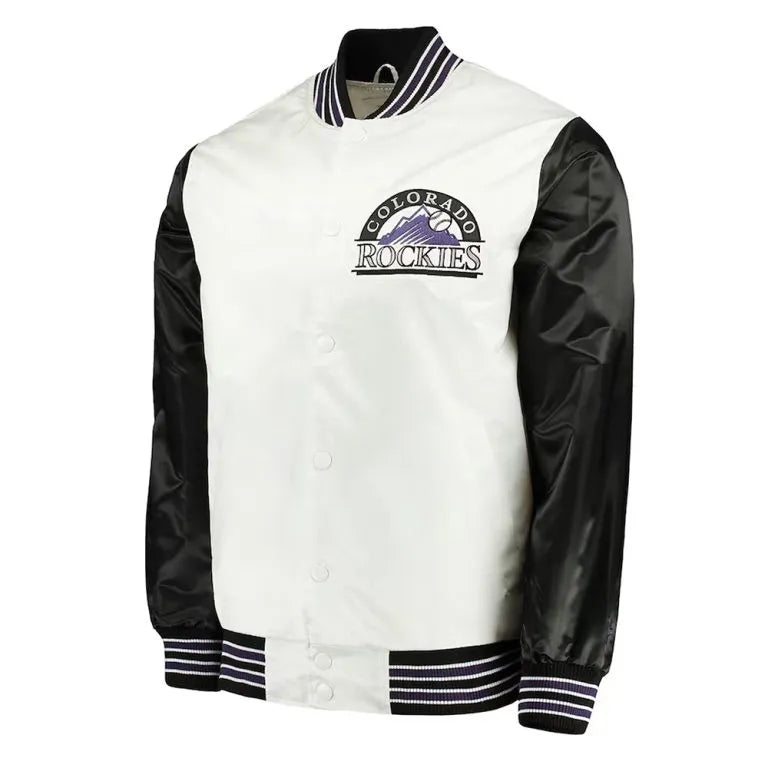 Colorado Rockies The Legend Full-Snap White/Black Satin Men's Jacket