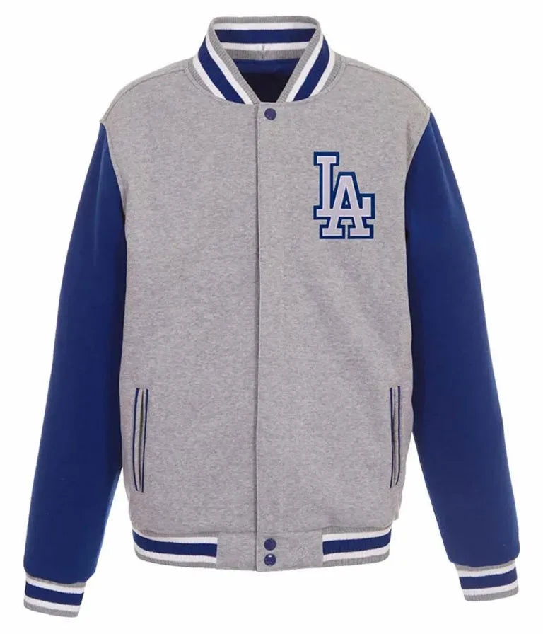 Los Angeles Dodgers Gray/Royal Blue Wool Varsity Letterman Men's Jacket