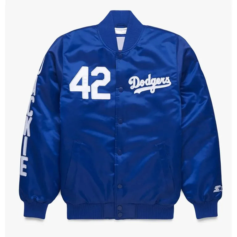 Los Angeles Dodgers Jackie Robinson Full-Snap Blue Satin Men's Jacket