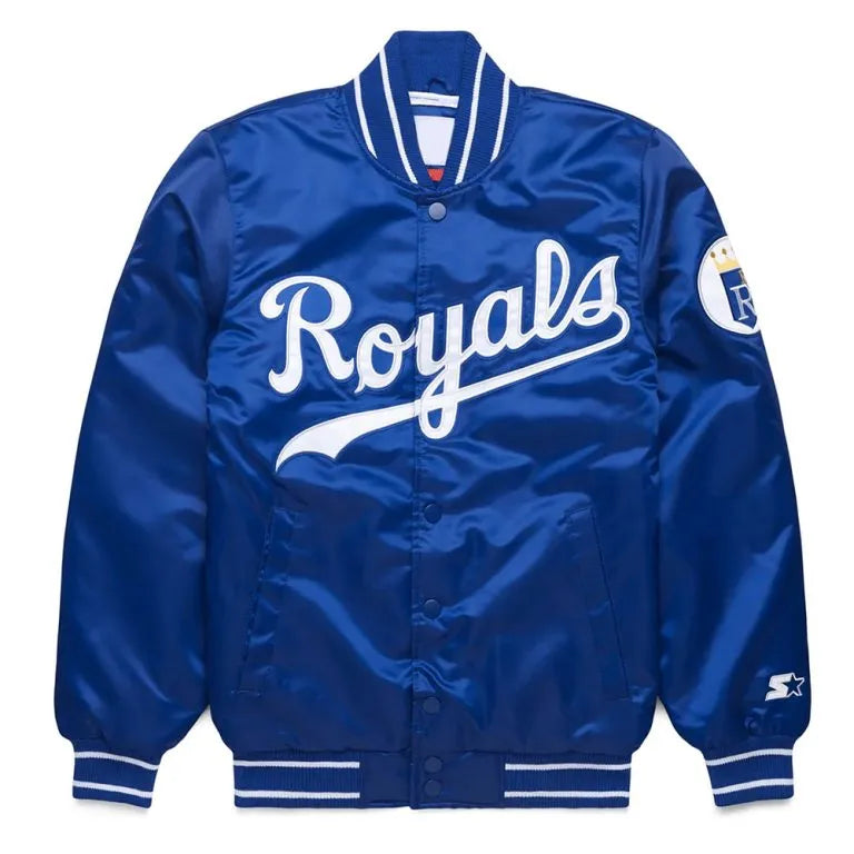 Kansas City Royals Classic Full-Snap Varsity Blue Satin Men's Jacket