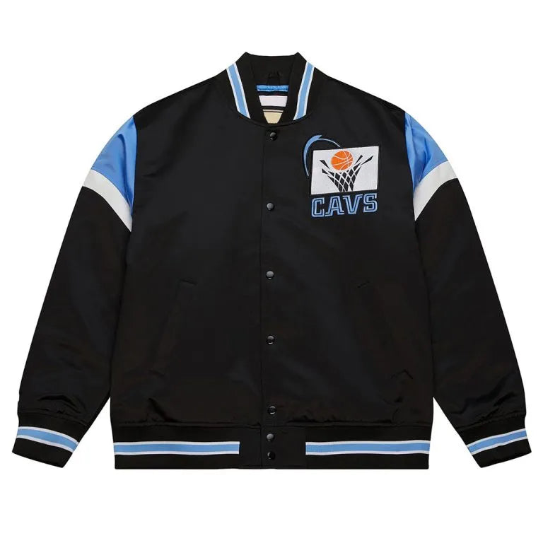 Cleveland Cavaliers Heavyweight Full-Snap Varsity Black Satin Men's Bomber Jacket
