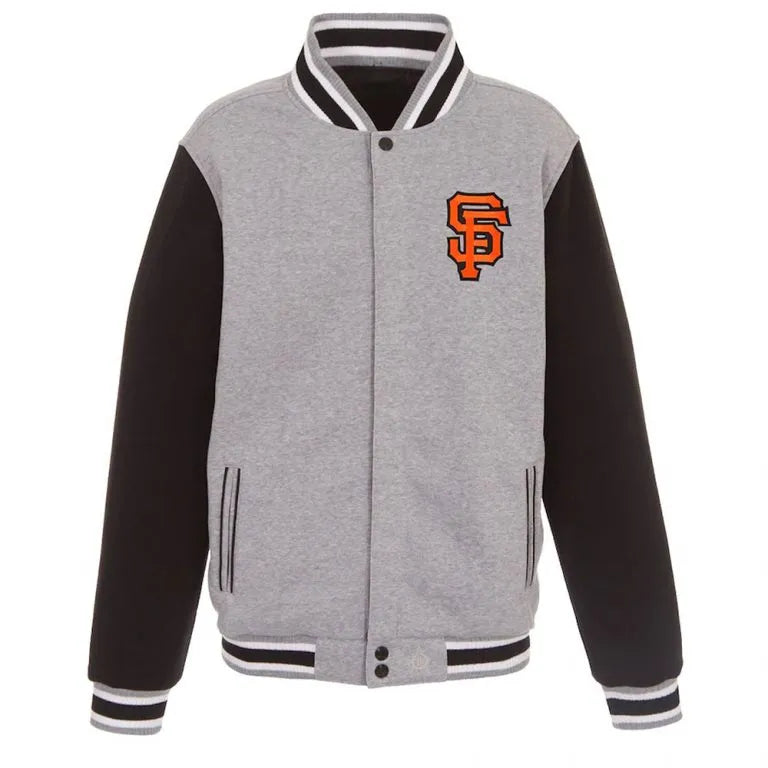 San Francisco Giants Embroidered Black/Gray Wool Full Snap Varsity Men's Jacket