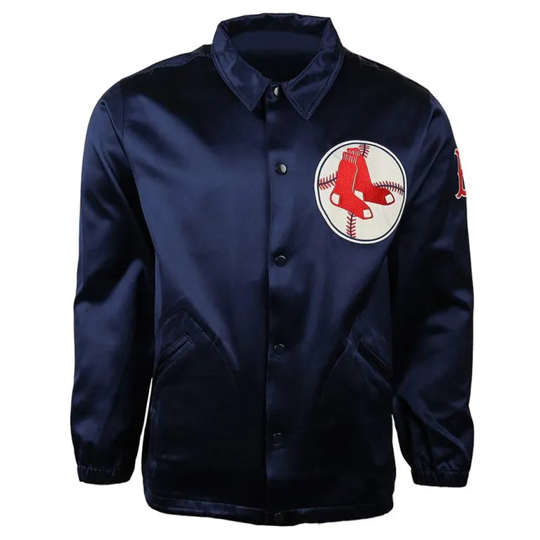Boston Red Sox 1967 Full-Snap Navy Blue Satin Windbreaker Men's Bomber Jacket