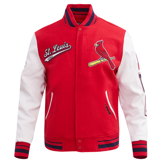 Louis Cardinals Red Wool & White Leather Sleeves Varsity Men's Jacket