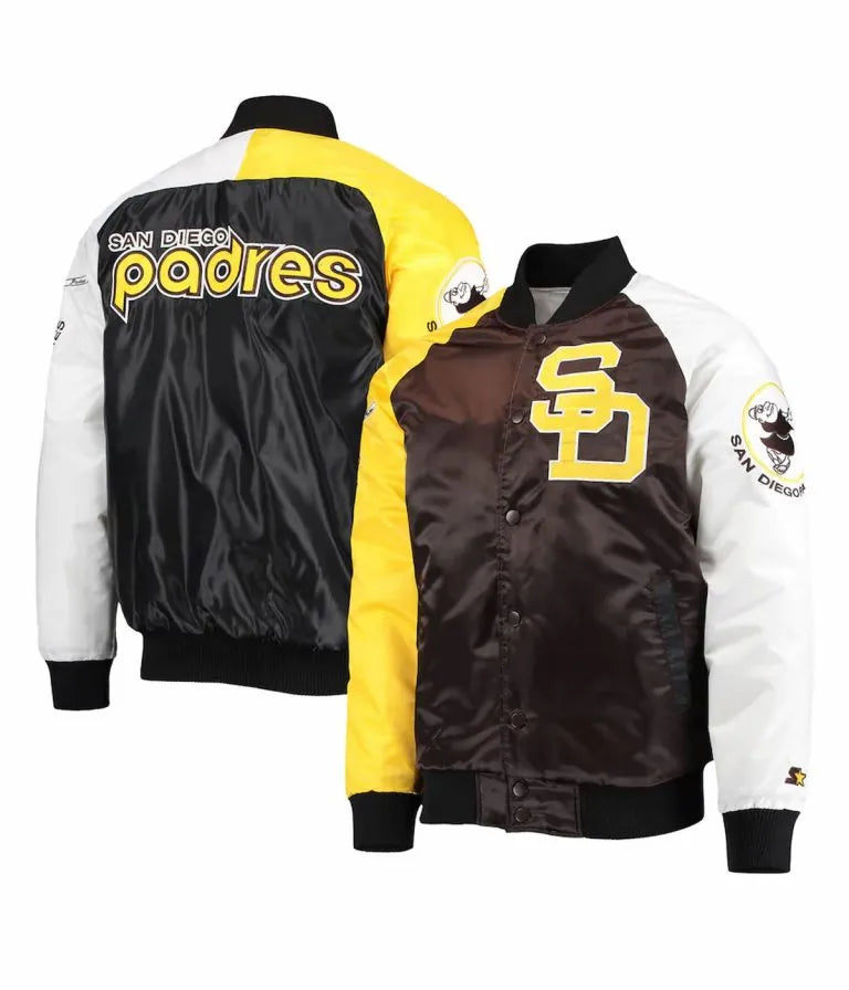 Starter San Diego Padres Full Snap Varsity Tri-Color Satin Men's Jacket