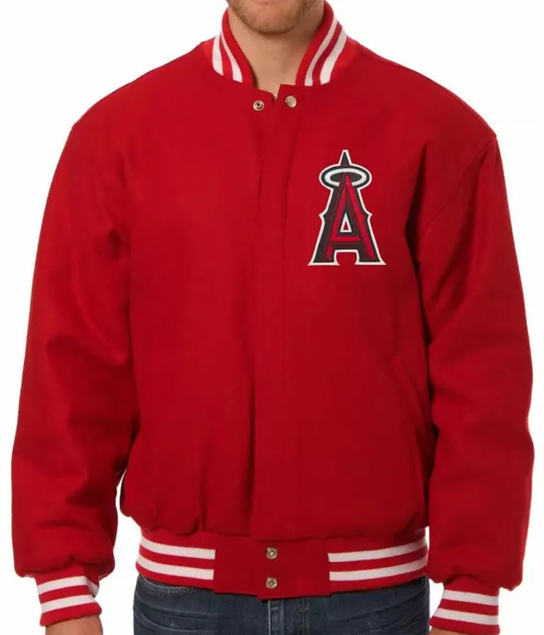 Los Angeles Angels Red Wool Varsity Letterman Men's Jacket