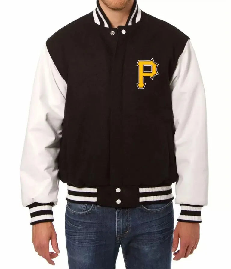 Pittsburgh Pirates Black/White Two Tone Varsity Letterman Men's Jacket