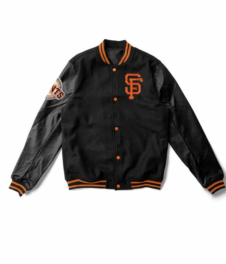 San Francisco Giants Black Wool & Leather Sleeves Varsity Men's Jacket