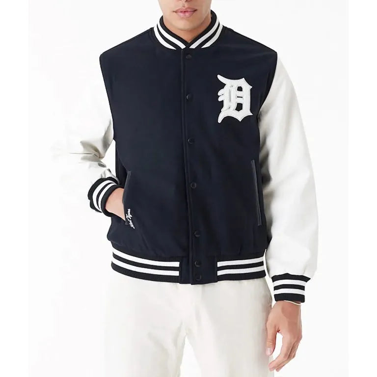 1984 Detroit Tigers World Series Black Wool & White Leather Varsity Men's Jacket
