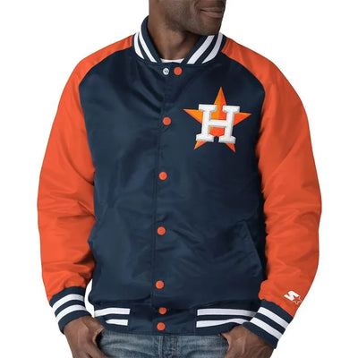 Houston Astros The Lead Off Hitter Navy/Orange Satin Men's Jacket