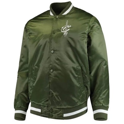 Cleveland Cavaliers Full-Snap Varsity Green Satin Men's Bomber Jacket