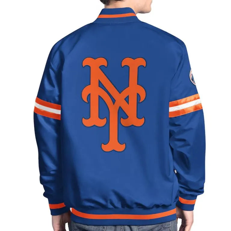 New York Mets Scout Full-Snap Varsity Royal Blue Satin Men's Jacket