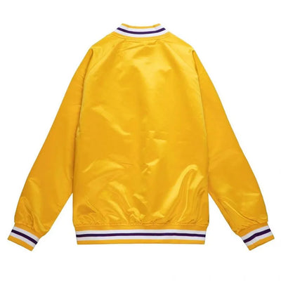 Los Angeles Lakers Lightweight Full-Snap Varsity Yellow Satin Men's Bomber Jacket