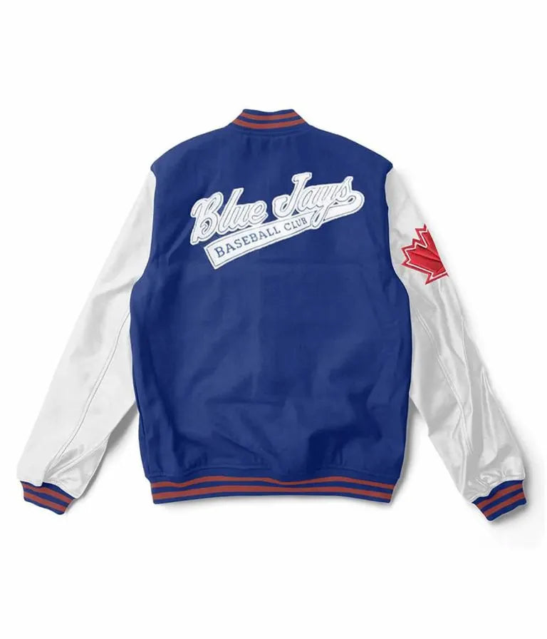 Toronto Blue Jays Blue Wool & White Leather Sleeves Varsity Men's Jacket