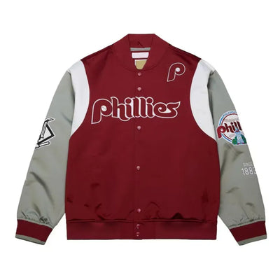 Philadelphia Phillies Cooperstown Team Origins Full-Snap Burgundy/Gray Satin Men's Jacket