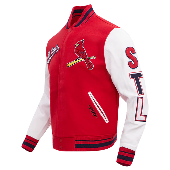 Louis Cardinals Red Wool & White Leather Sleeves Varsity Men's Jacket