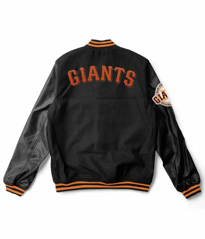 San Francisco Giants Black Wool & Leather Sleeves Varsity Men's Jacket