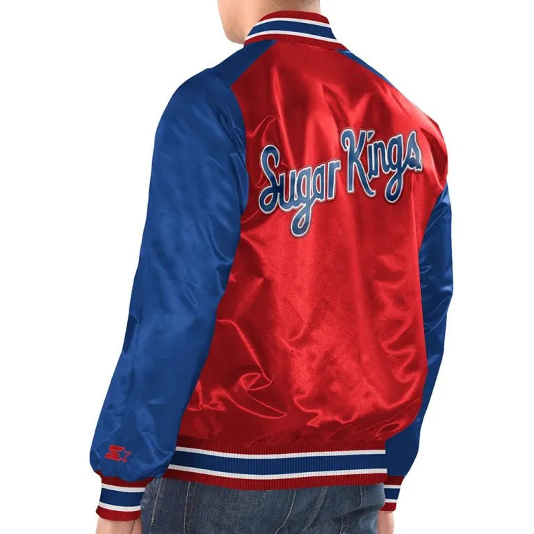 Miami Marlins Renegade Red/Blue Satin Full-Snap Varsity Men's Jacket